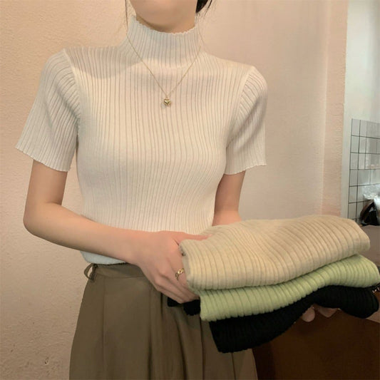 【tops】ハーフネックニットTシャツG21551