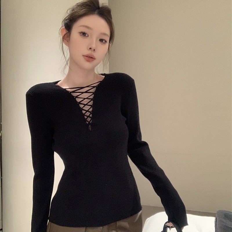 【tops】カットワークニットトップス　M28716