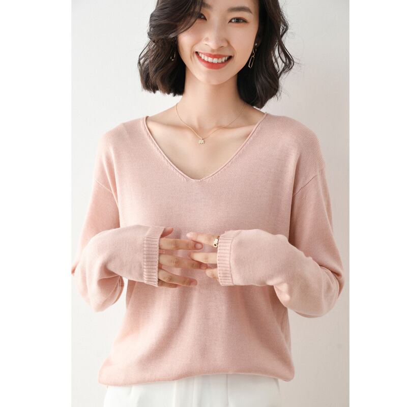 【tops】Vネックニットプルオーバー　M19161