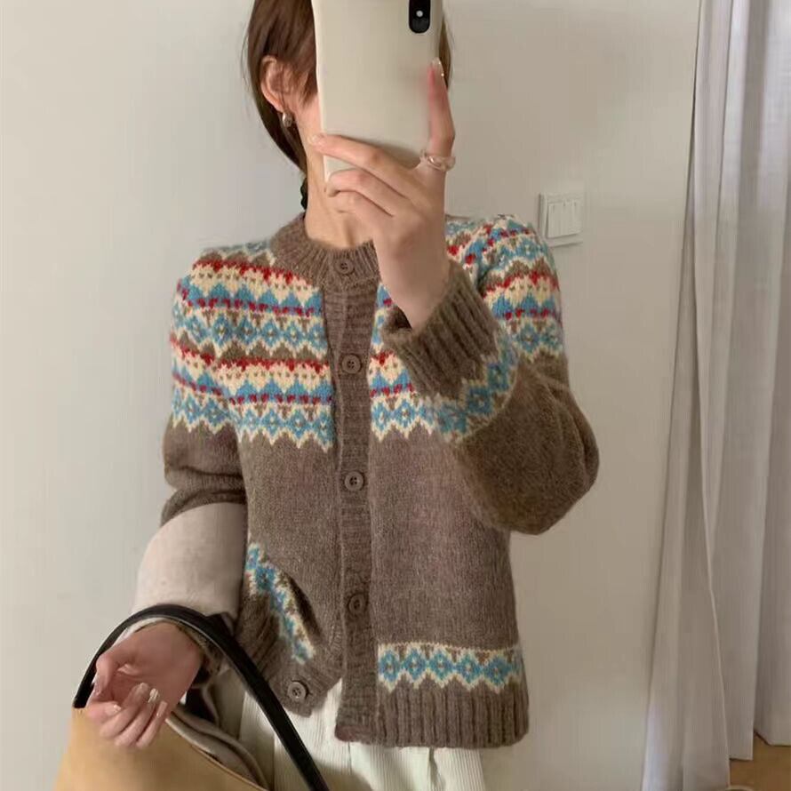 【outer】ジャカードニットカーデ　M27424
