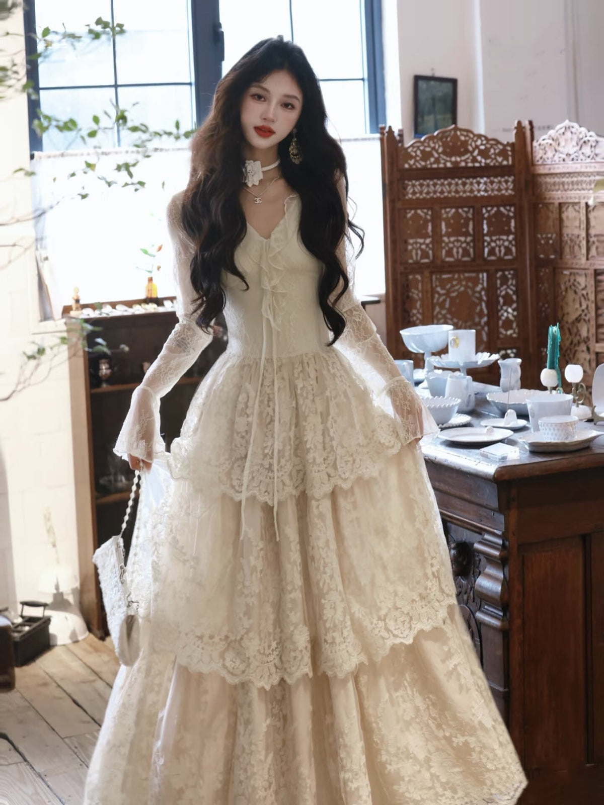 【dress】ティアードレースワンピース　N3470