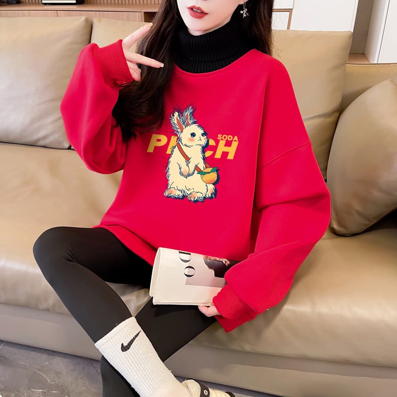 【tops】裹起毛プリントプルオーバー　M28816
