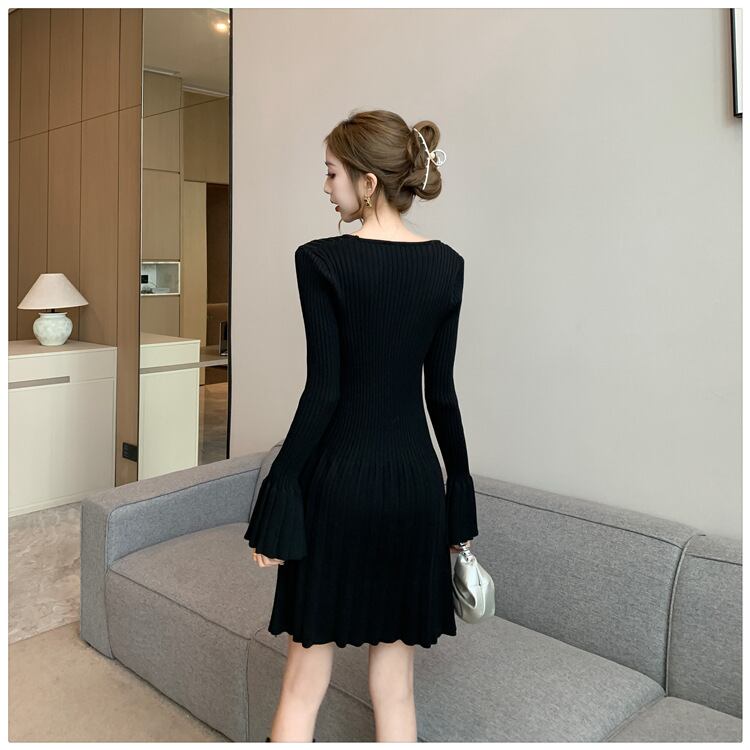 【dress】プリーツニットワンピース　M18856
