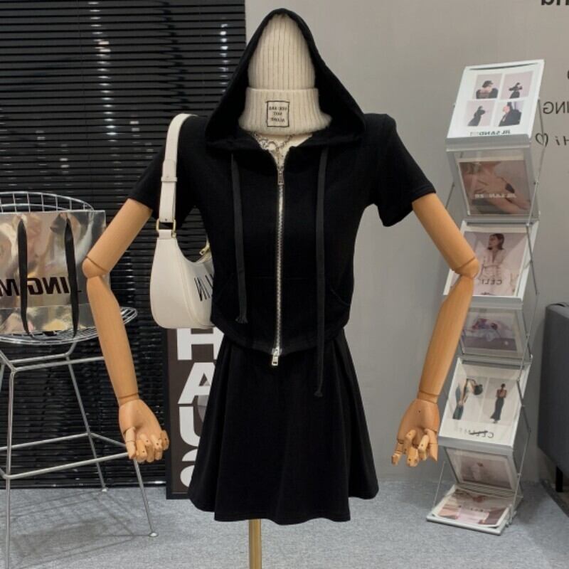 【set】フード付きパーカー+スカート2点セットF7376