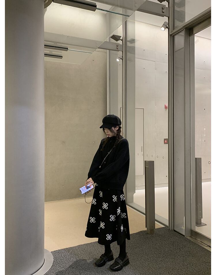 【bottoms】秋!柔らかくて優しいレトロAラインニットスカート G2635