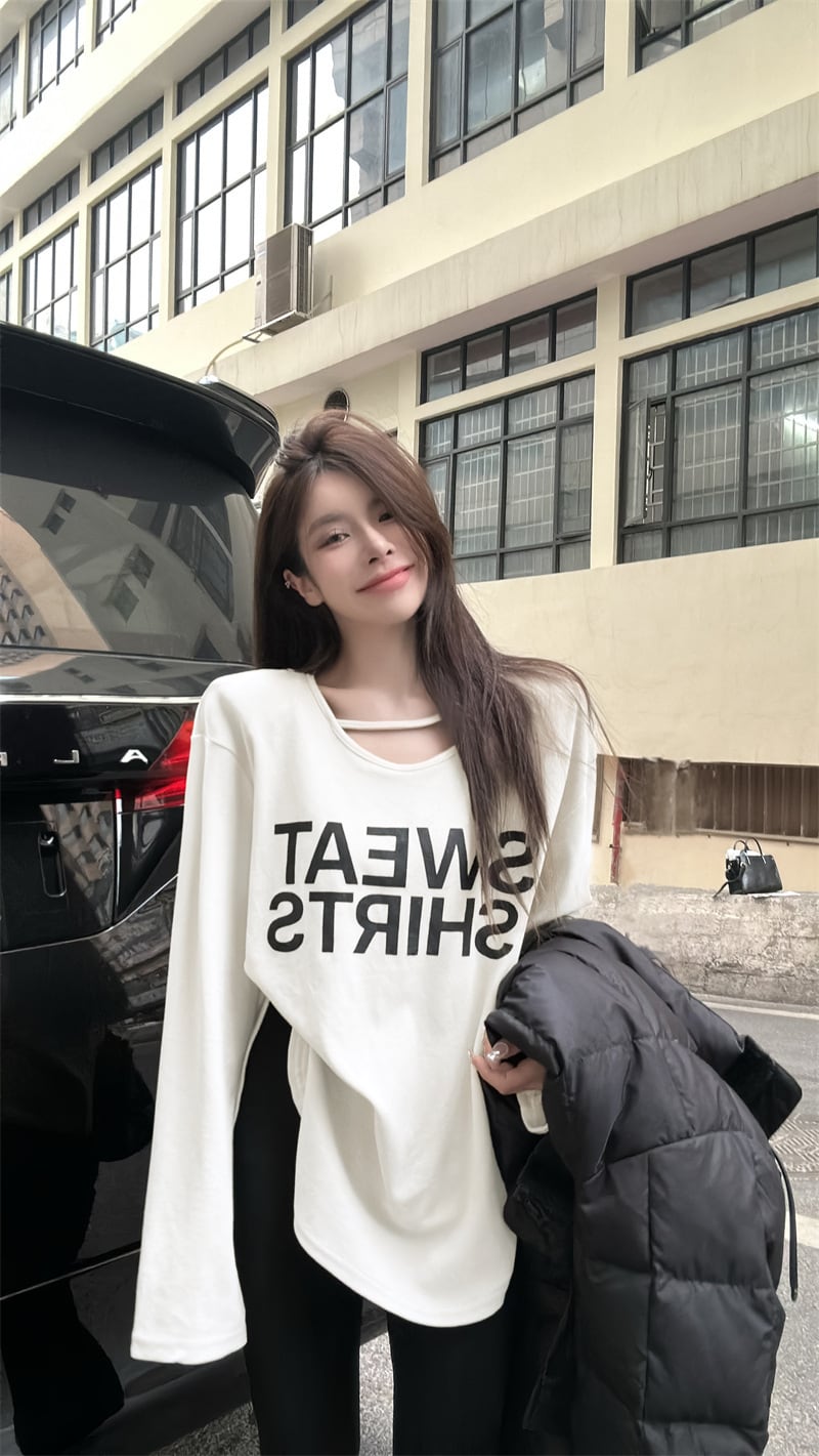 【tops】プリント長袖Tシャツ　M29575