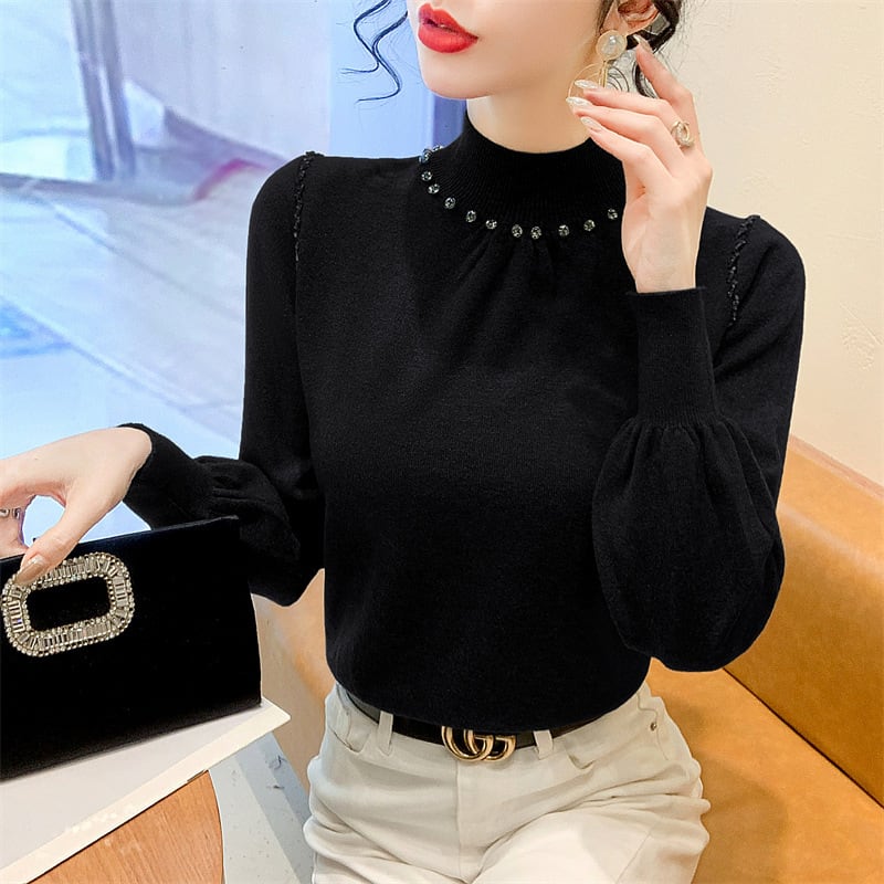 【tops】ビジューニットトップス　M27840