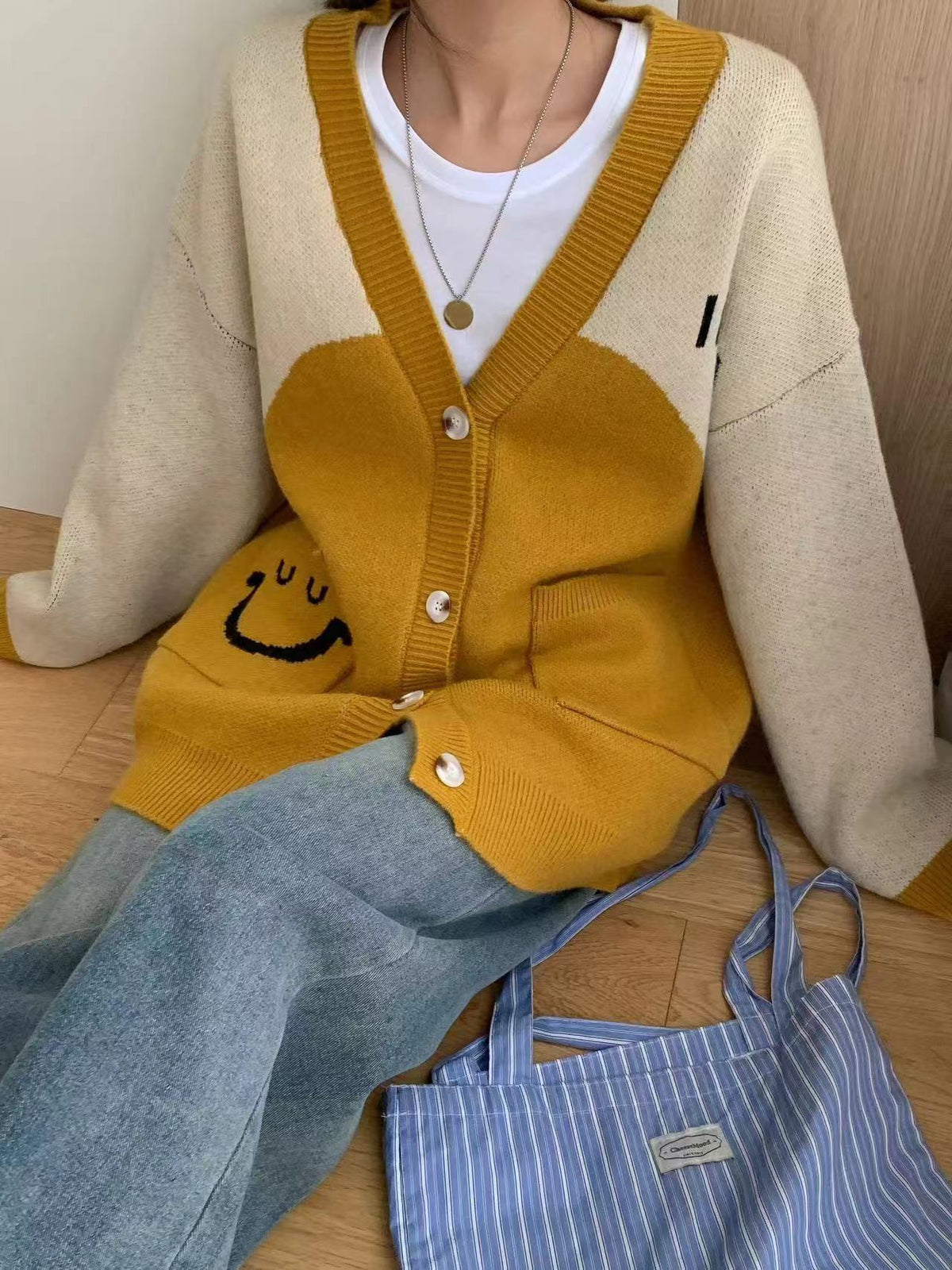 【outer】Vネックニットカーデ　M26299