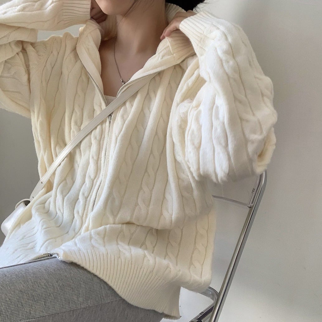 【outer】ファスナーニットカーデ　M26046