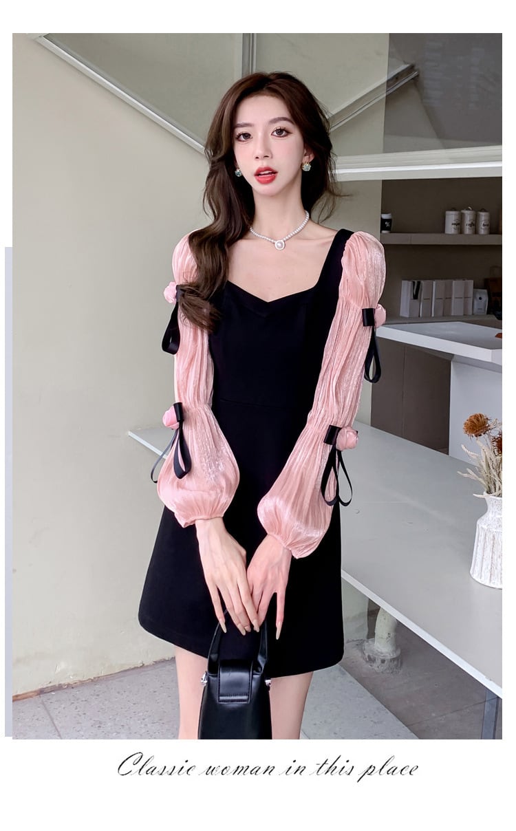 【dress】リボン付き切り替えワンピース　M26331