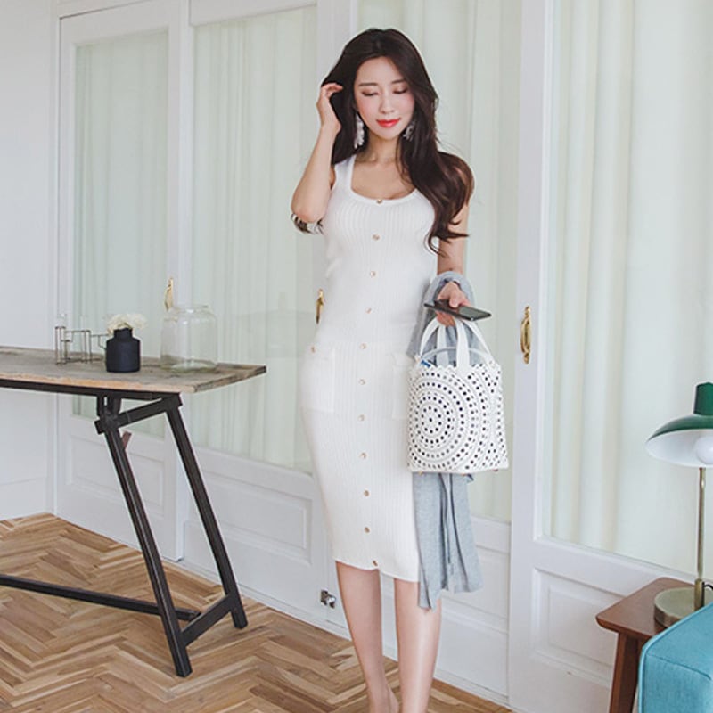 【dress】ノースリーブニットワンピース G21301