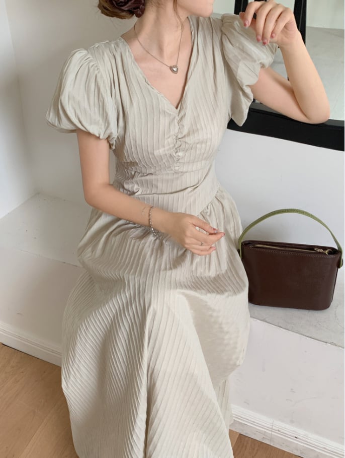 【dress】Vネックワンピース　M24039