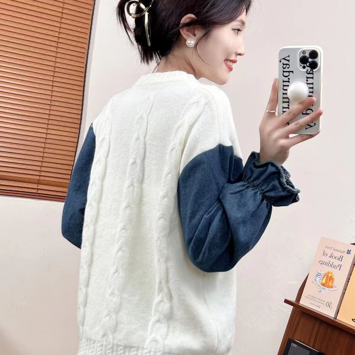 【tops】ドッキングニットセーター　M18457