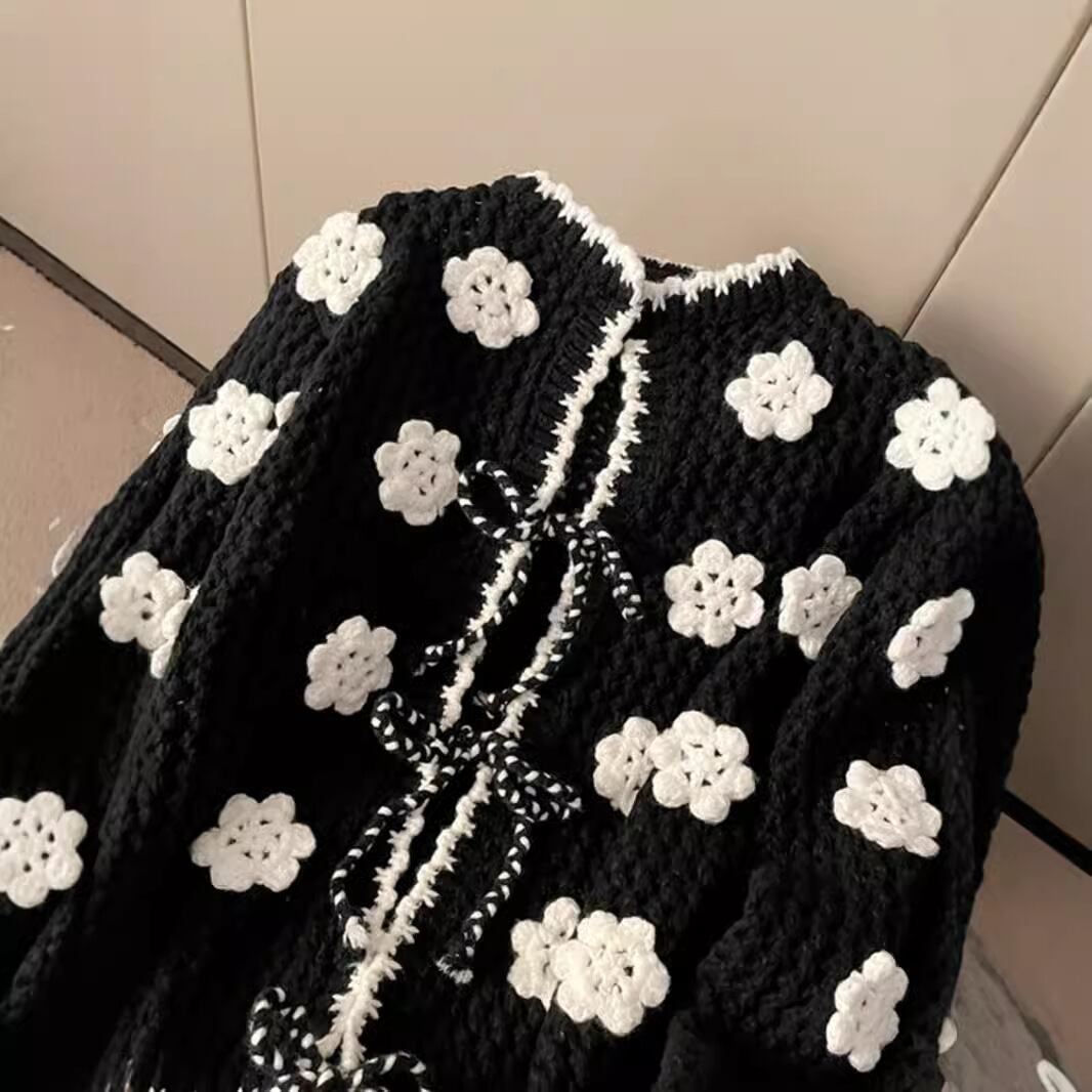 【outer】立体フラワーニットカーデ　M28984
