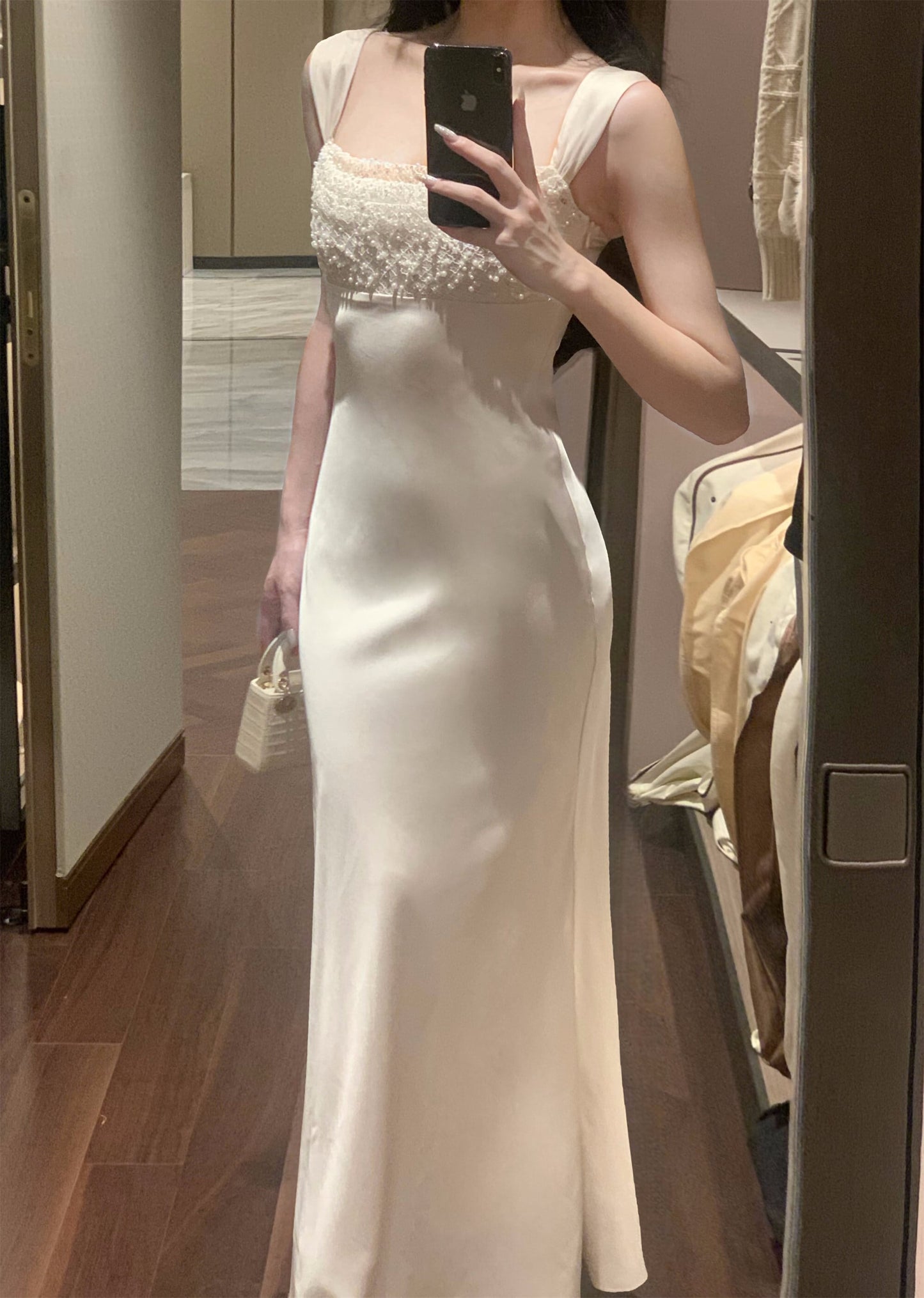 【dress】パールスパンコール付きキャミワンピース　N3527