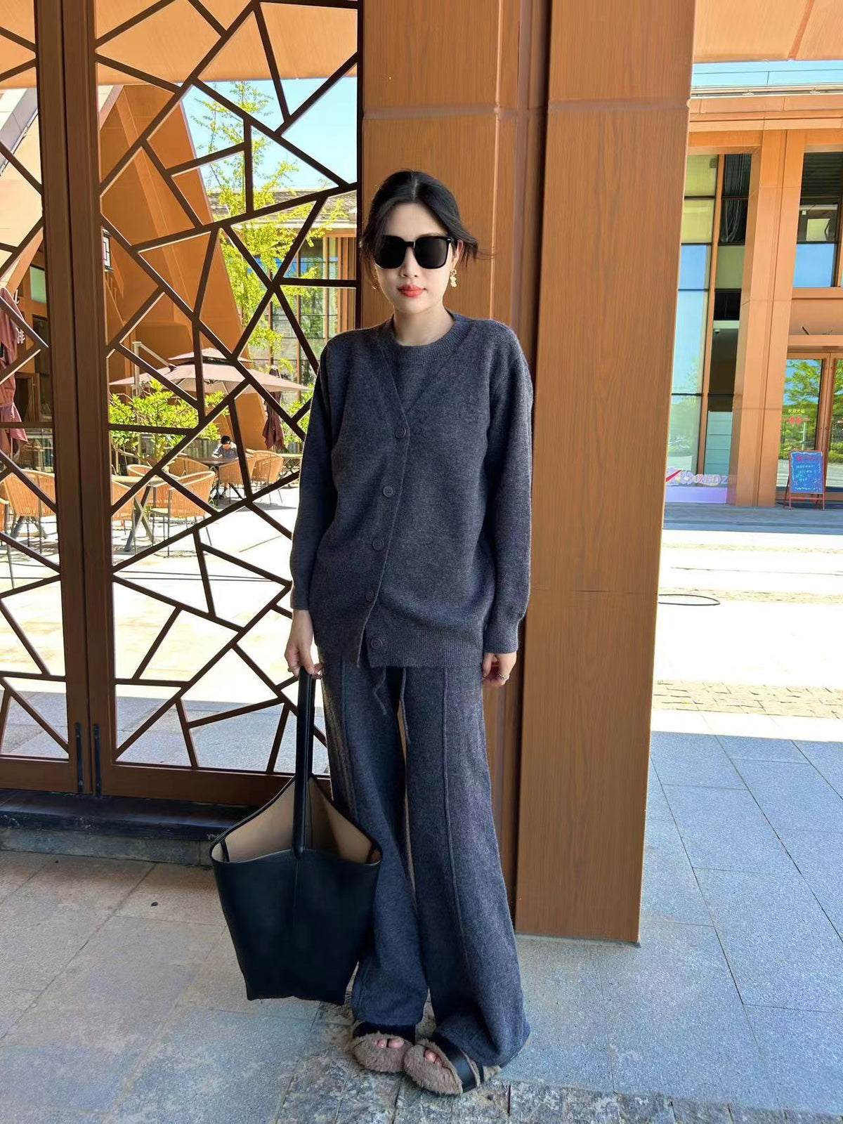【set】ニットカーデ×ワイドパンツセット　M25839
