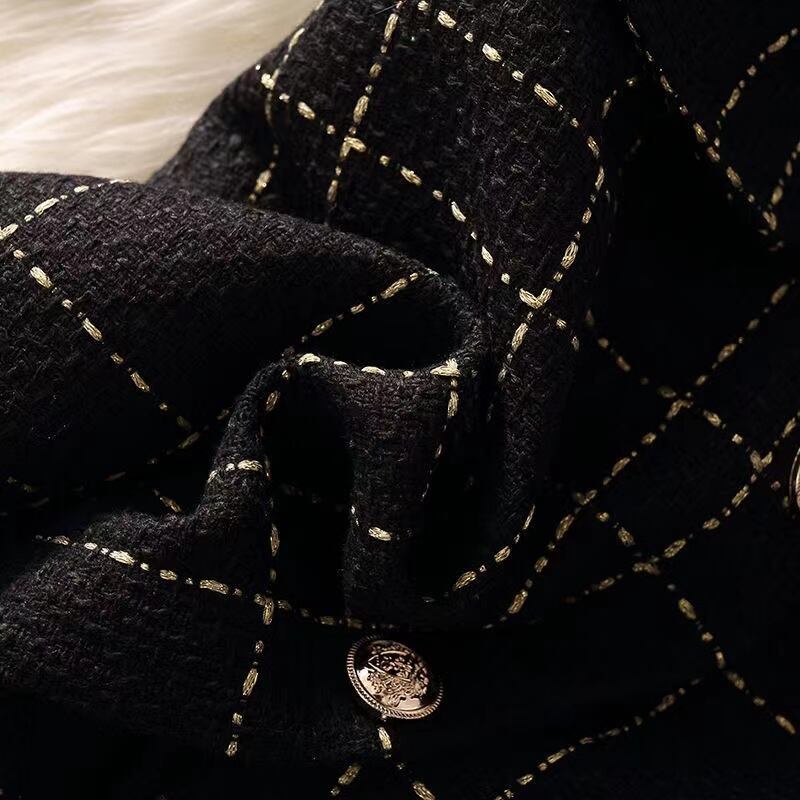 【set】一目惚れ！2点セット無地セーター+Vネックウェスト絞りチェック柄キャミワンピース通勤日常セットアップF1405