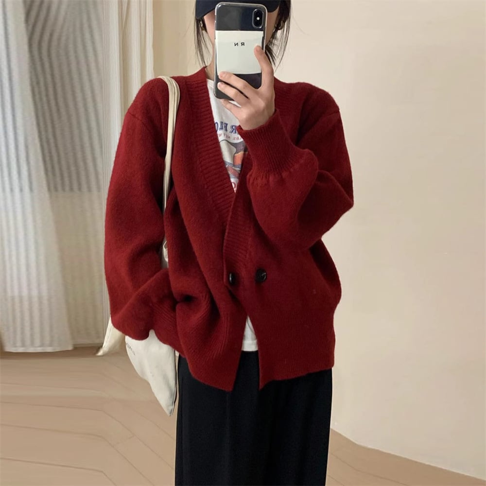【outer】Vネックニットカーデ　M25974
