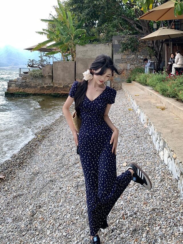 【dress】Vネック花柄ワンピース G21570