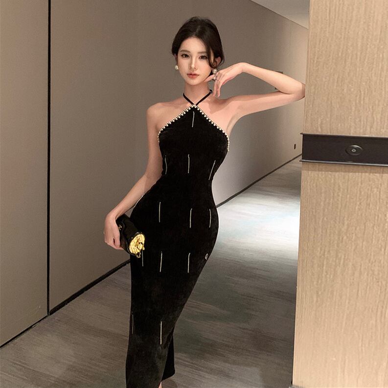 【dress】ビーズホルターネックワンピース G21262