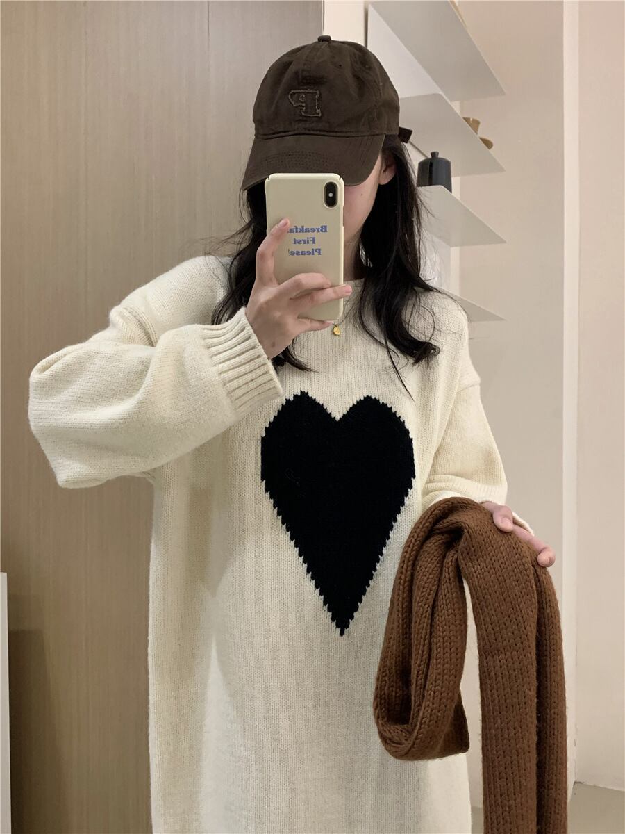 【dress】ハート柄ニットワンピース 　N2240