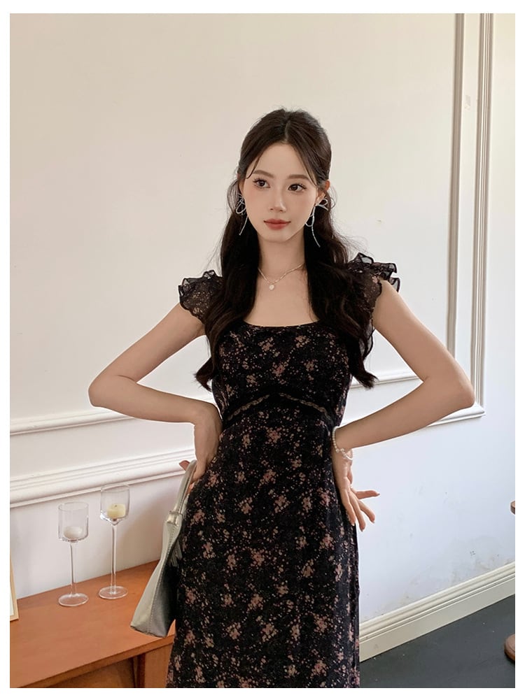 【dress】フリル花柄ワンピース　M25208