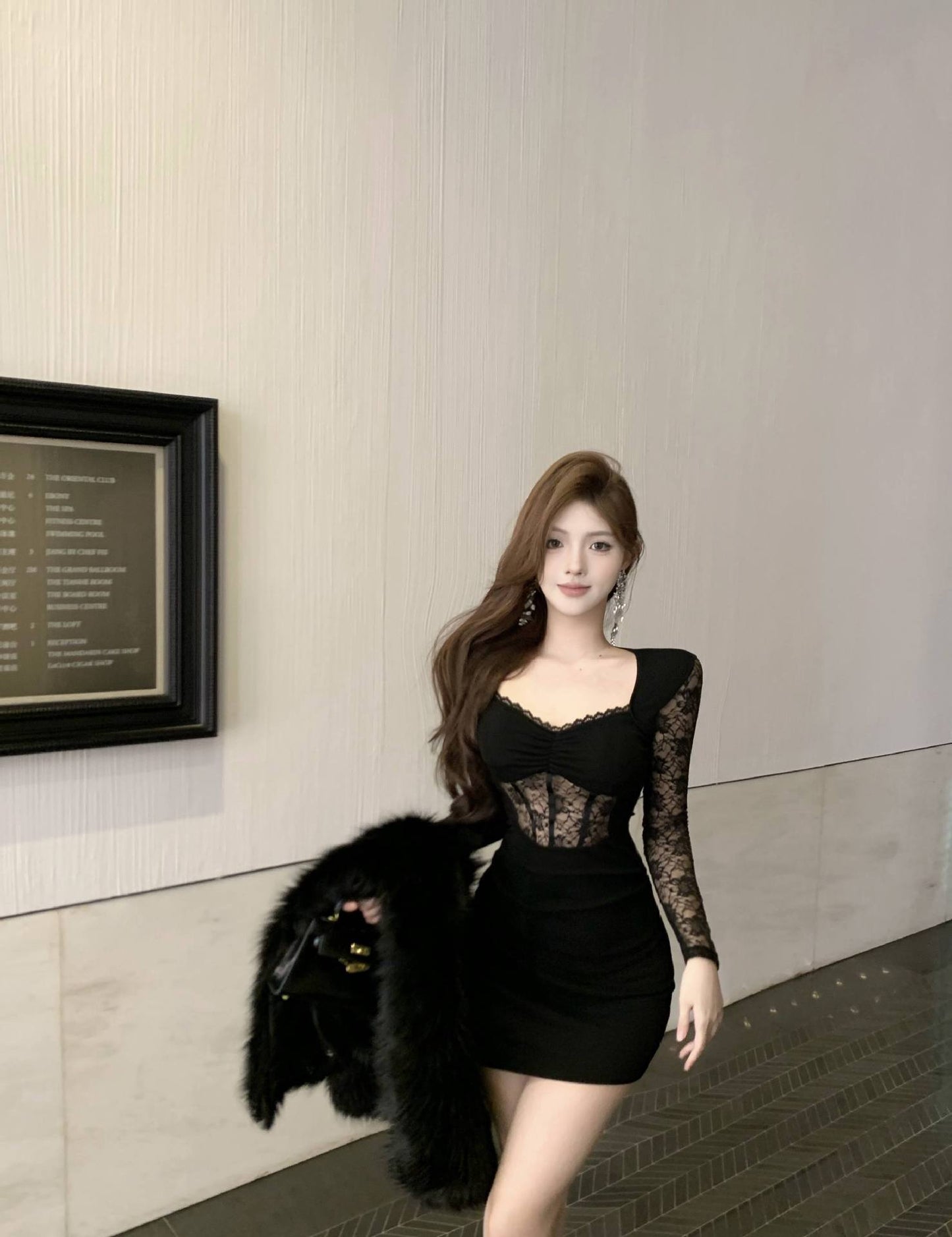【dress】レース切り替えワンピース　M29606