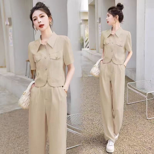 【set】ツイードスーツトップス+ガウチョパンツ２点セットG21529