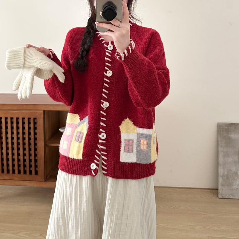 【outer】3色展開ニットカーディガン Q7738