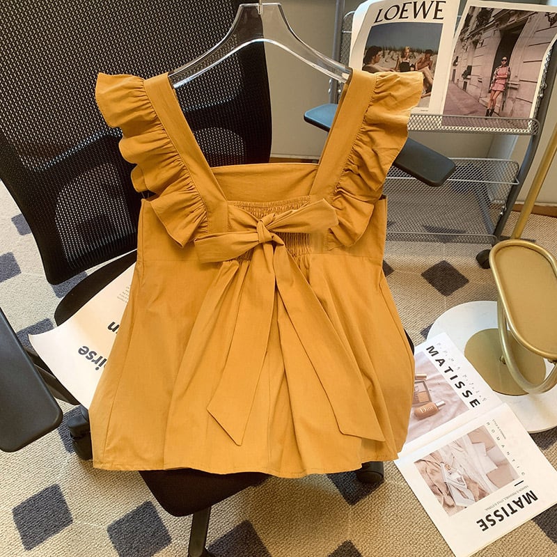 【tops】2色フレンチスリーブタンクトップF7503