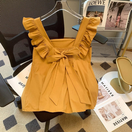 【tops】2色フレンチスリーブタンクトップF7503