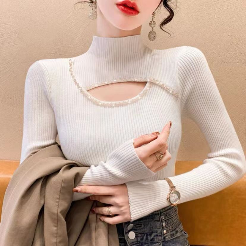 【tops】ビジューニットトップス　M27075