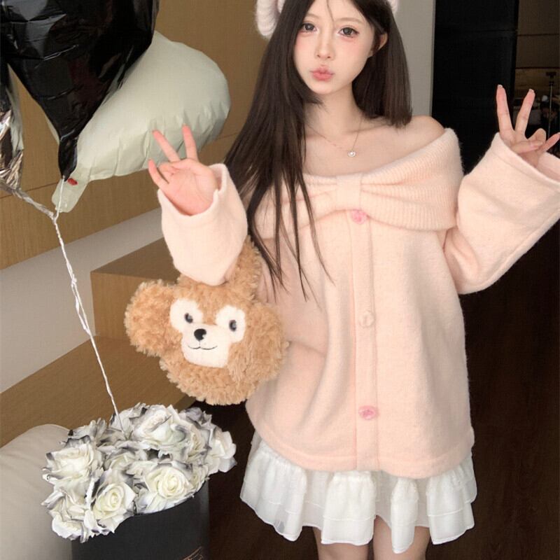 【tops】リボン付きニットセーター　M17997