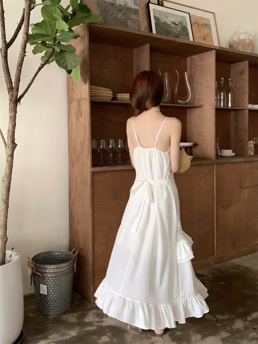 【dress】レースフリル透かし彫りキャミワンピース G21512