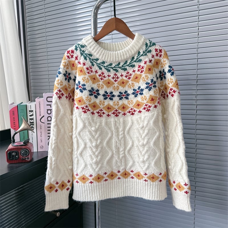 【tops】ジャカードニットセーター　M28318