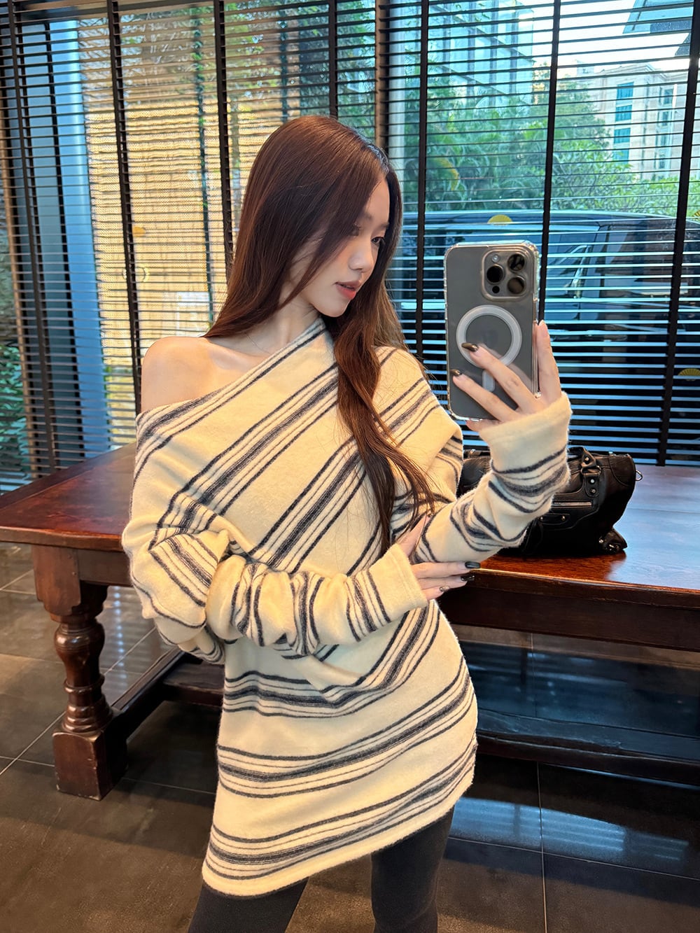 【dress】ボーダー柄ニットワンピース　M28976