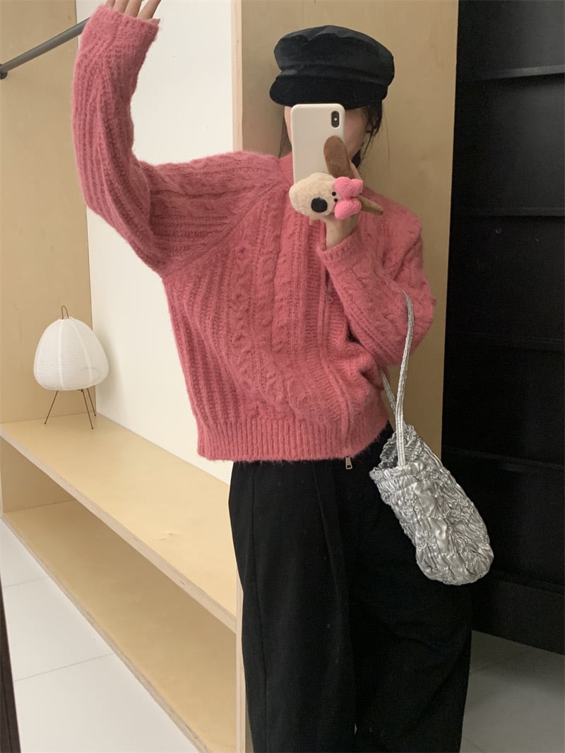 【outer】クルーネックニットカーデ　M18941