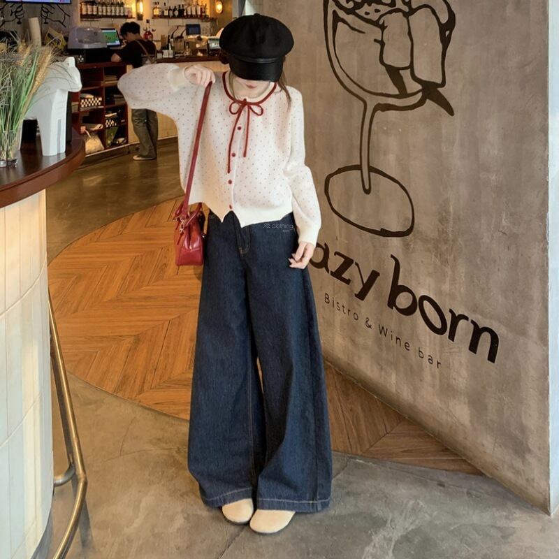【outer】リボン付きニットカーデ　M28697