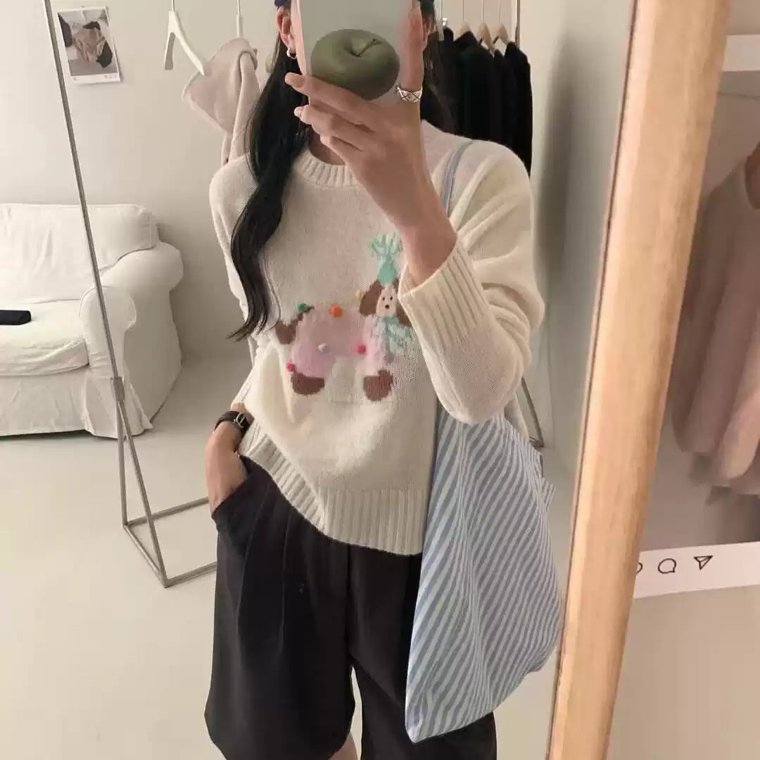 【tops】刺繍ニットセーター　M26290