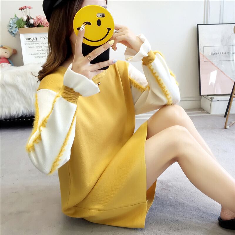 【dress】美人度アップ!気質満点スウィートスカラップスリーブ厚手ニットワンピース G3284