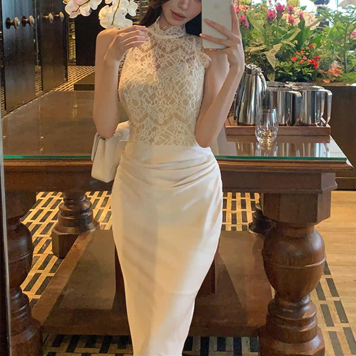 【dress】レース切り替えデートワンピース　N2687