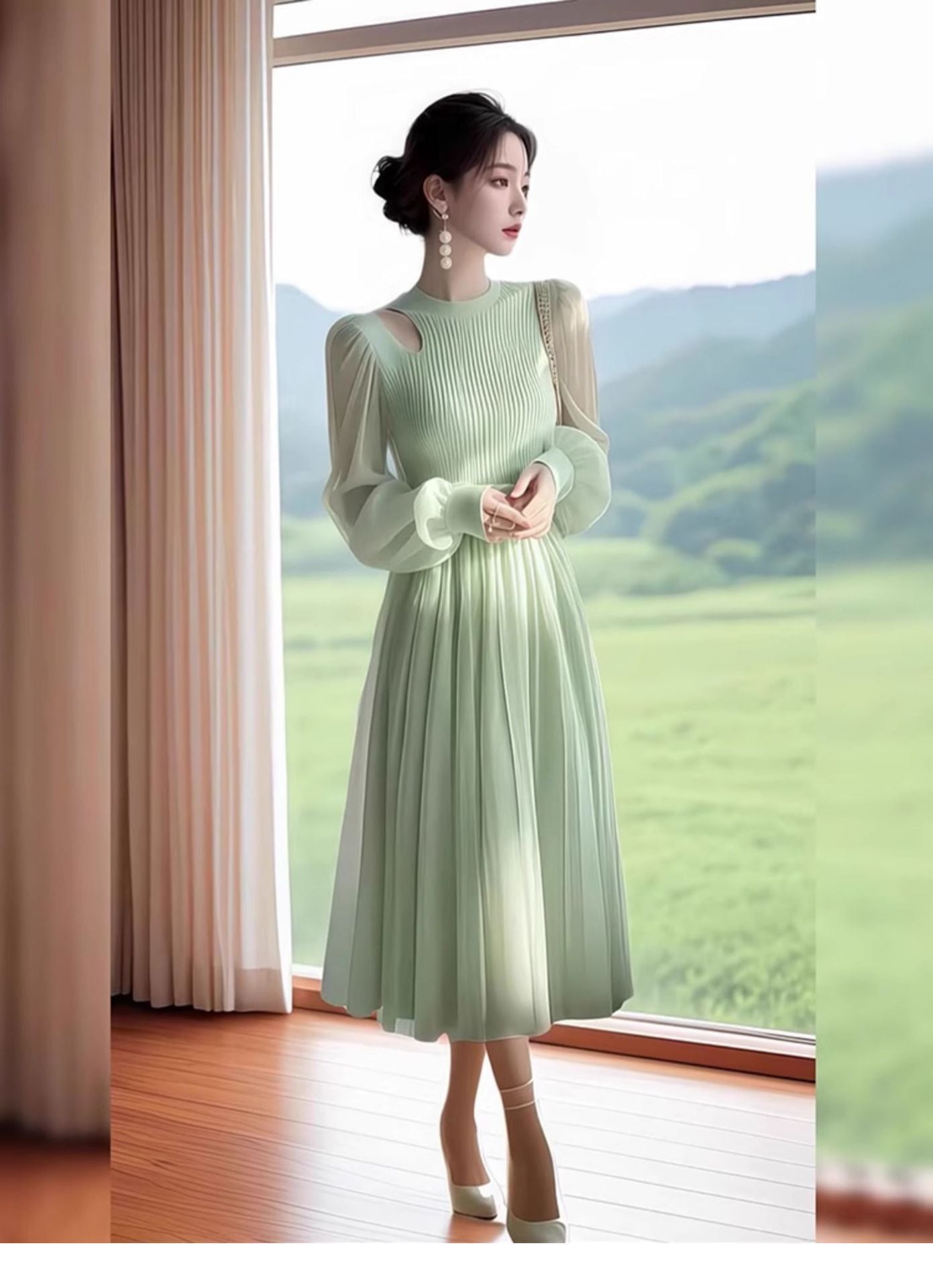 【dress】ドッキングニットワンピース　M30180