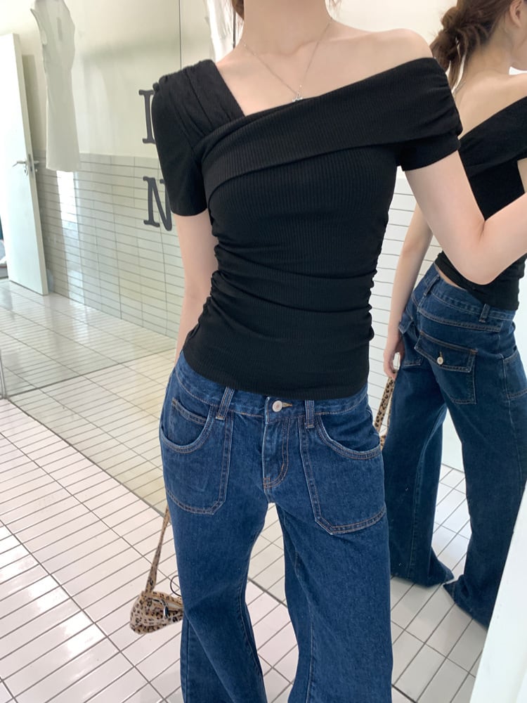 【tops】オフショルダーTシャツ　M25053