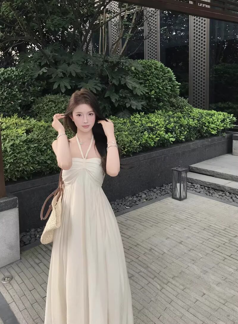 【dress】ホルターネックロングワンピース Q8270