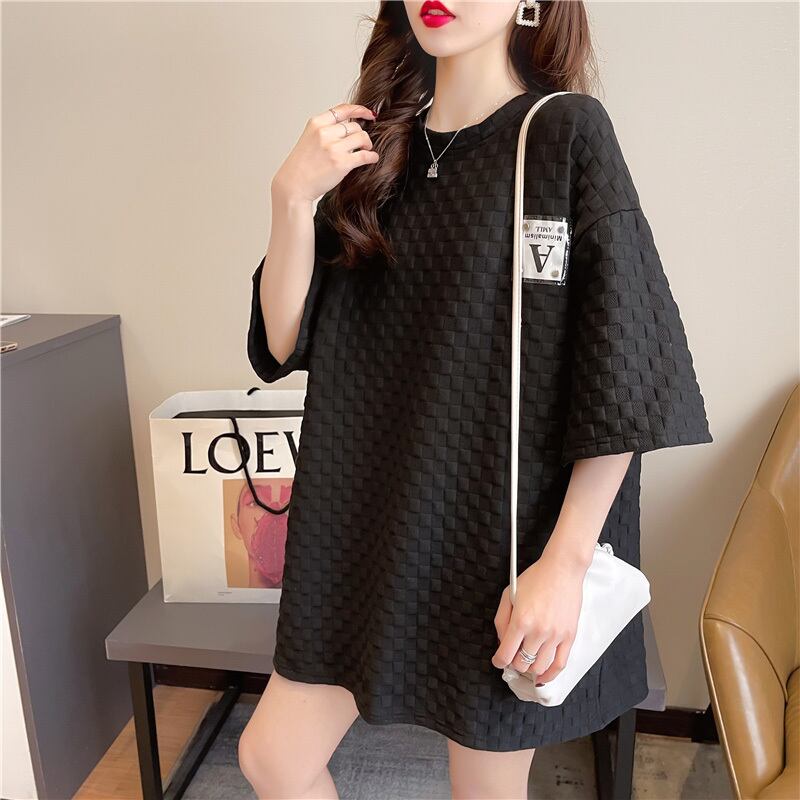 【tops】韓国ファッション半袖ラウンドネック英字柄ファッションゆったり着回しTシャツF0043