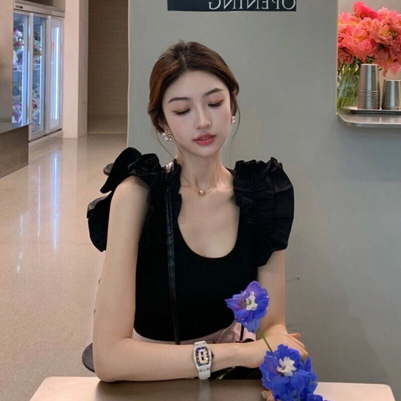 【tops】フリルラウンドネックTシャツG20276