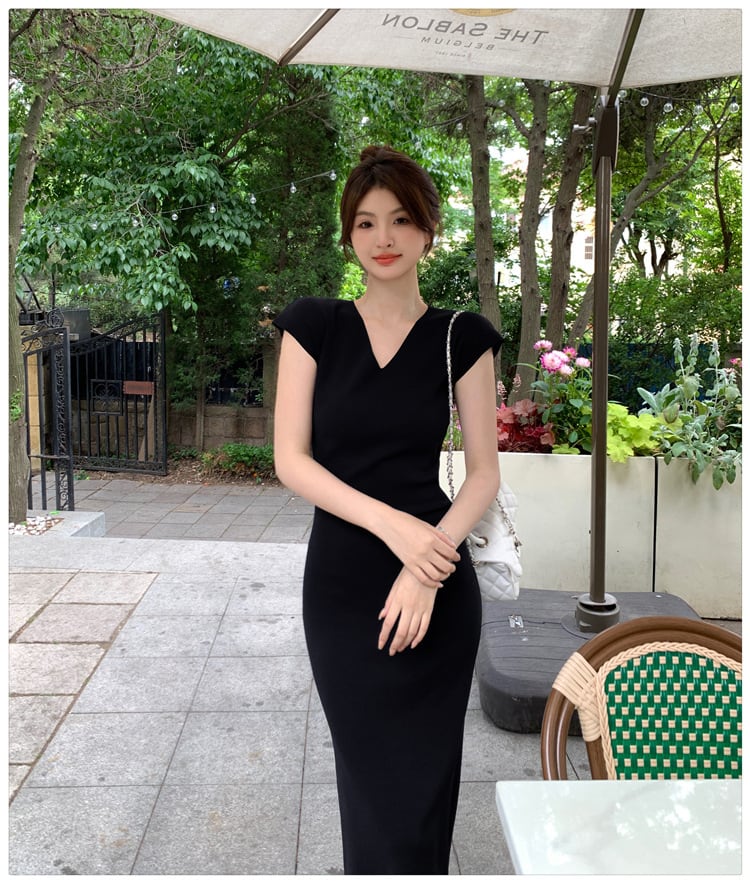【dress】Vネックニットワンピース　M24482