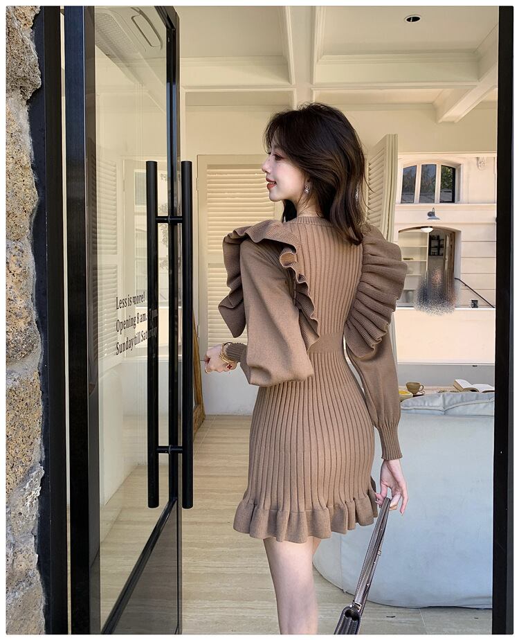 【dress】フリルニットワンピース　M28791