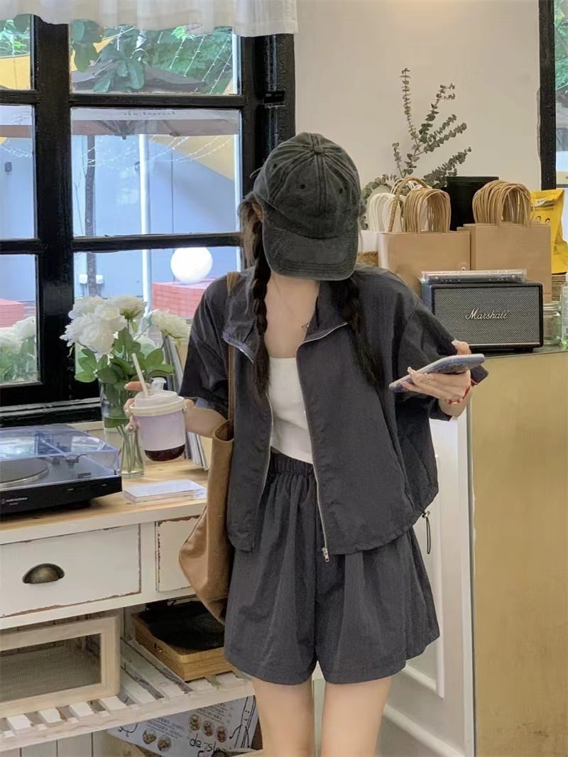 【set】カーディガンアウター+ショートパンツ２点セットG21286