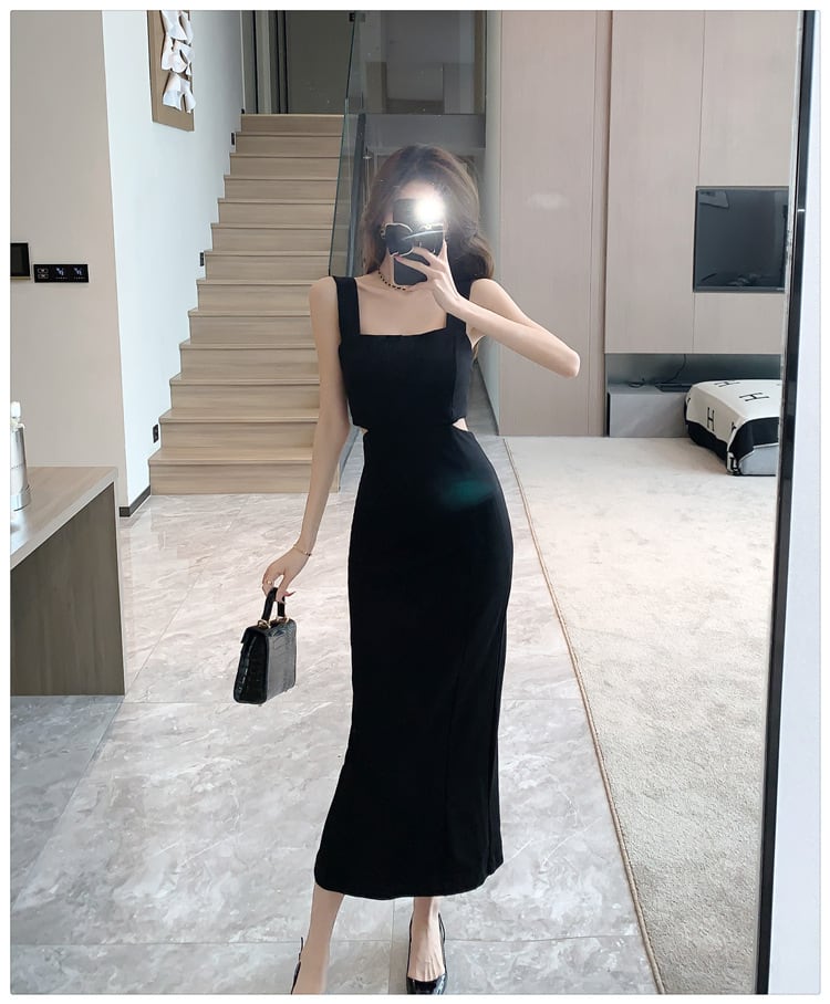 【dress】スクェアネック透かし彫りワンピースF7273